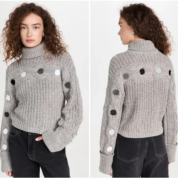 STAUD Vernacular Sweater XS/M Mirrored Heather Grey Knit Causal - Picture 3 of 8